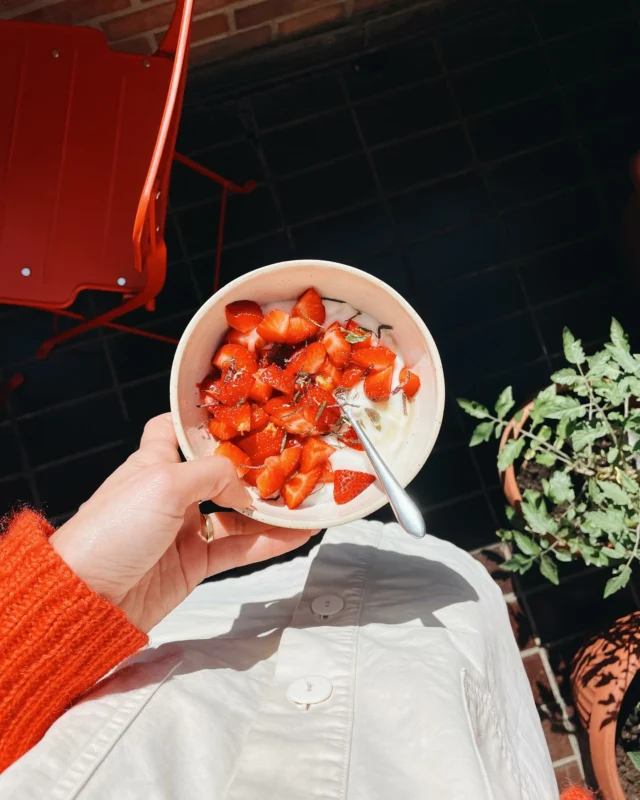 Inizia la stagione del budino di riso con le fragole che unito alla colazione in terrazzo è sempre una buona scelta.
Un piccolo fermo immagine per ricordarmi di come sto gestenso l’ansia prima di un incontro importante✨

Il budino oggi è preso alla coop, ma presto arriva la ricetta. Io ho aggiunto fragole, menta, scorza di limone e sciroppo d’acero. A parte tè bancha in tazza @odeon__studio 😍

Segue aggiornamento del nostro piccolo orto👀